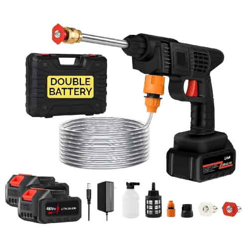 Wireless High Pressure Car Washer - 48V Rechargeable Battery Electric Pressure Washer Gun for Cars and Bikes
