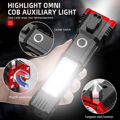 Multi-Function LED Flashlight with Cutter & Hammer at Lowest Price 3