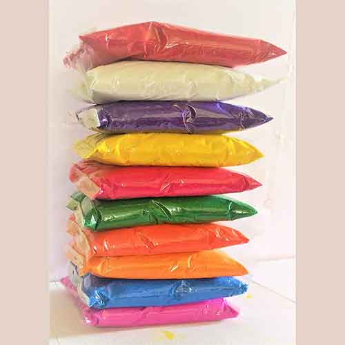 Multi Color Rangoli Sand (Rangulu) for Festivals 200 Gms x 12 Colors | Total 2.4 Kgs Inside