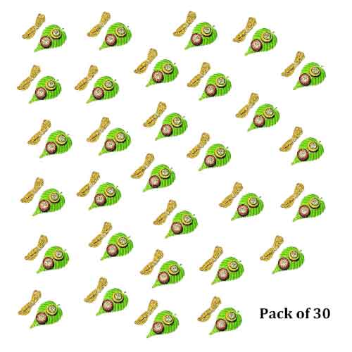 30 Pcs Leaf Shape Thamboolam Set with Haldi, Kumkum & Mangalyam Thread, Manjal Kunkumam
