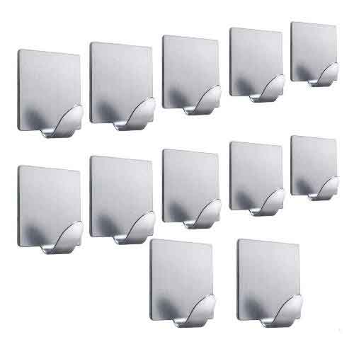 Multipurpose Stainless Steel Adhesive Hooks (Random Designs) | Heavy-Duty Wall Hooks | Pack of 6 Pcs