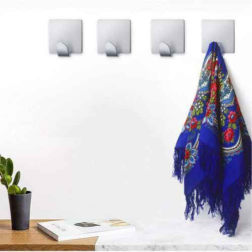 Stainless Steel Adhesive Hooks - 6 Pcs - 1kg Capacity at Lowest Price 2