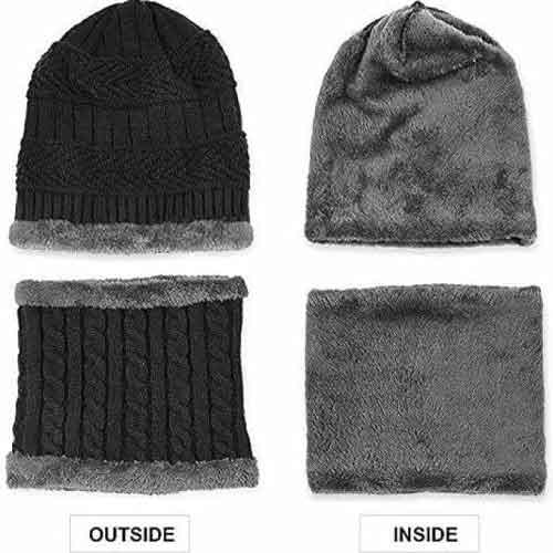 Winter Woolen Cap & Neck Warmer Set - Unisex at Lowest Price 2