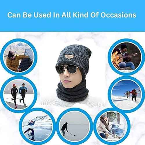Winter Woolen Cap & Neck Warmer Set - Unisex at Lowest Price 3