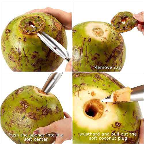 Coconut Opener Stainless Steel Drill Cutter - Easy Coconut Water Opener with Easy Grip